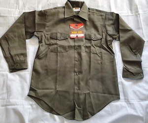 VTG Key Imperial Key Prest Army Green Button Up Front Work Shirt Mens 15 MED - Picture 1 of 4