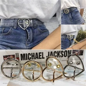 Women's Transparent Wide Belt Pin Heart Belt Buckle Invisible Clear Waist - Picture 1 of 14