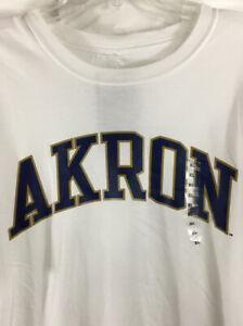 Akron University Zips Shirt Mens XL Fanatics White Navy Short Sleeve Cotton Tee