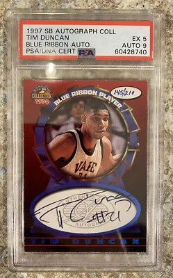 🔥🔥1997 Score Board Blue Ribbon Tim Duncan RC Rookie PSA AUTO 9 #/210 🔥🔥 - Image 1 of 3
