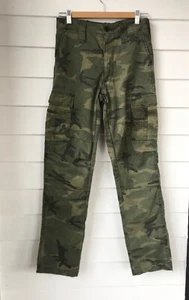 PG WING GREEN CAMO CARGO PANTS MEN 30X30 DOUBLE KNEE ARMY PANTS ADJUSTABLE WAIST - Picture 1 of 16
