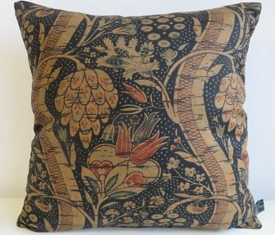 Liberty Arts Mildenhall Black Gold Cotton & Black Velvet Fabric Cushion Cover  - Image 1 of 4