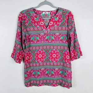 Vineyard Vines Girls Size Large 14 Caribbean Floral Tunic Pink Green 100% Cotton - Picture 1 of 4