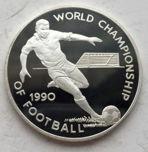 Jamaica 1990 World Cup 25 Dollars Silver Coin,Proof - Picture 1 of 2