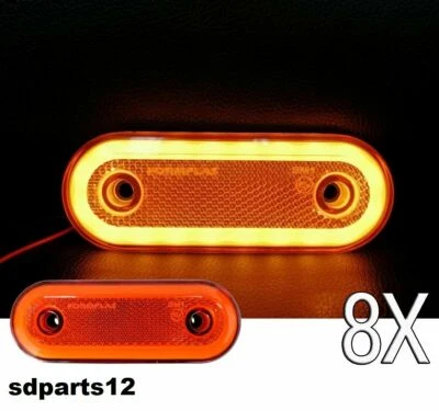 8x Feux de Gabarit Position Latéral 12-24V LED Neon Orange Camion Remorque E9 - Photo 1/4