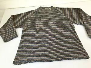 Maglione oversize misto lana multicolore testurizzato fili naturali uomo M a/a28" - Foto 1 di 11