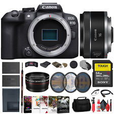 Canon EOS R10 Mirrorless Camera + Canon 16mm Lens + 64GB Card + More