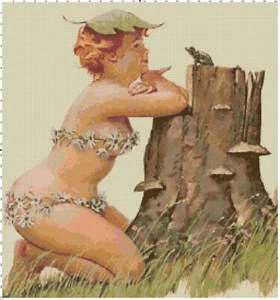 Hilda m. Frosch Retro Pin Up Vintage Stil gezählt Kreuzstich Muster Tabelle - Bild 1 von 1
