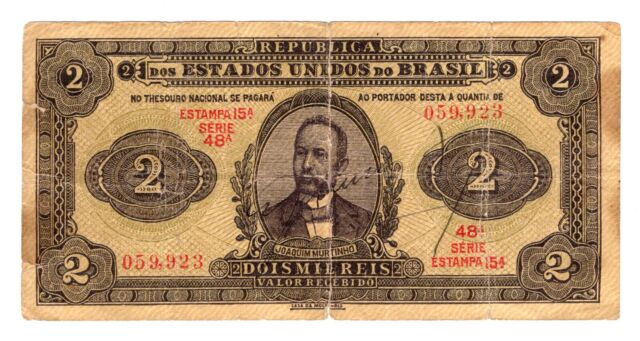 Brazil 20 Mil Reis Currency Note Pick #127 Paper Money Vinte Mil Reis