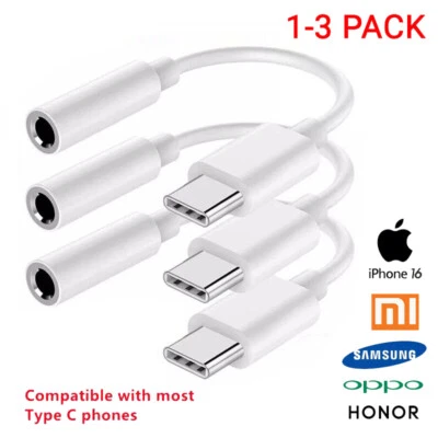 USB Type C to 3.5mm AUX Audio Headphone Jack Cable Adapter For iPhone 16/Samsung - Image 1 of 4