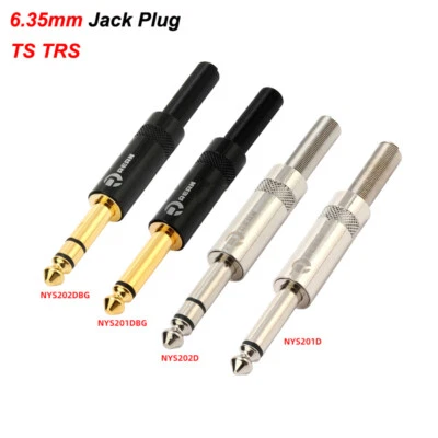 6.35mm Jack Plug Stereo 2Pole Mono Plug Connector Audio 1/4" TS TRS - Image 1 of 4