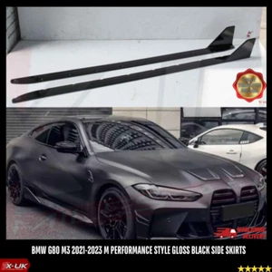 BMW G80 M3 2021–2023 Side Skirts – Gloss Black M Performance Style Blades - Picture 1 of 7