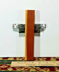 1 Small Hand Crafted, Wood & Iron Cross - 7" Height, Made in New Orleans, NEW - Picture 1 of 2