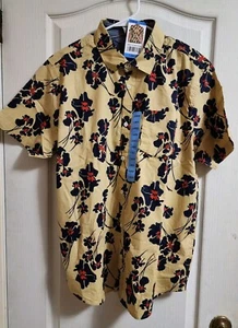 Hurley Men's L Hawaiian Button Front Shirt Tropical Patio Maple Cream NEW NWT - Picture 1 of 2