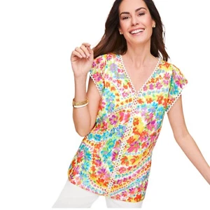 Talbots Damen M 100% Baumwolle Blumenmuster Top - Bild 1 von 8