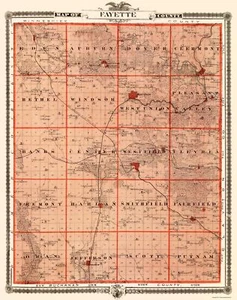 Mapa histórico del condado - Condado de Fayette Iowa - Andreas 1874 - 23 x 29,10 - Imagen 1 de 20