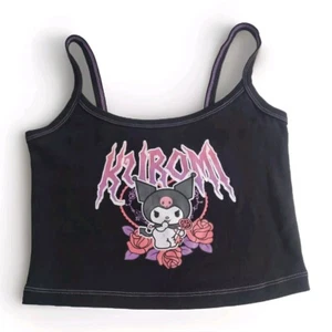 HELLO KITTY KUROMI Womens Crop Tank Top Size S Cotton Elastane Harujuku Japan - Bild 1 von 6