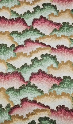Hoffman Kimono Collection Cotton Fabric 4 Yds Green Red Gold Trees - Image 1 of 4
