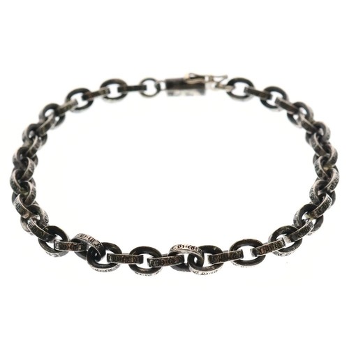 CHROME HEARTS Bracciale argento catena di carta cuori cromati 7 pollici BCAUS8 58