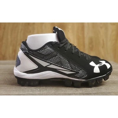 Under Armour Leadoff 低帮棒球钉鞋青少年尺寸 4Y 黑色 — 第 1/4 张图片