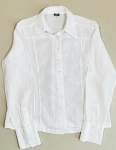Versace Womans Shirt White Button-Up Shirt Size M Linen - Picture 1 of 10