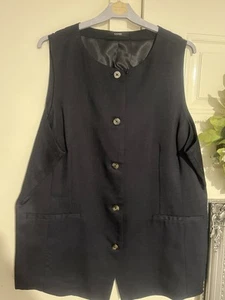 Womens Navy Blue Waistcoat Size 20 Button Up - Picture 1 of 3