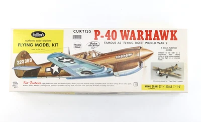 Guillow's #405 Curtiss P-40 Warhawk Flying Tiger Model Kit WWII Era New - Image 1 of 4