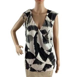 Equipment Chantal Silk Asymmetrical Wrap Top True Black Multi S - Picture 1 of 7