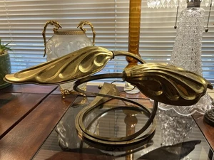 Vintage Italian Brass Double Leaf Desk Lamp by: Tommaso Barbi for Carlos Giorgi - Picture 1 of 10