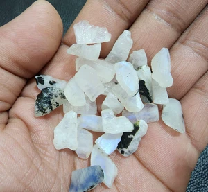 28pcs Raw White Rainbow Moonstone 13-17mm | Energy Healing Crystals Set 💎 - Picture 1 of 12