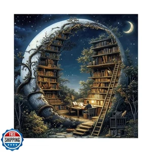 Magic Moon Library Puzzle 1000 Pieces for Adults, Night Book Forest Fantasy J - Picture 1 of 5