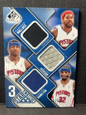 2009-10 SP Game Used Swatches Allen Iverson Wallace Hamilton Patch Pistons /50 - Image 1 of 3