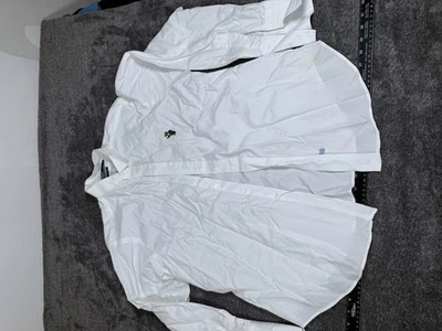 Camisa polo masculina 15.5 36 branca urso smoking bordada Ralph Lauren - Imagem 1 de 4