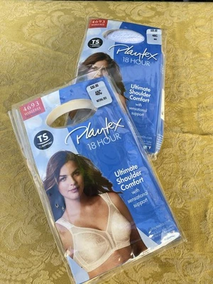 2 NUEVO Sujetador Playtex 18 Horas Sin Alambres #4693 Ultimate Shoulder Comfort Talla 48C Foto 1 de 4