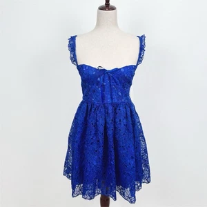 NEW Anthropologie Dress Womens M Blue Lace Babydoll Party Event Feminine Preppy - Picture 1 of 17