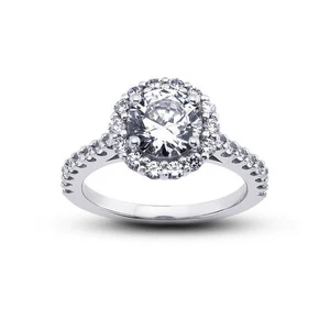 2 1/4ct I VS2 Round Natural Certified Diamonds 14k Halo Ring with Matching Band - Picture 1 of 7