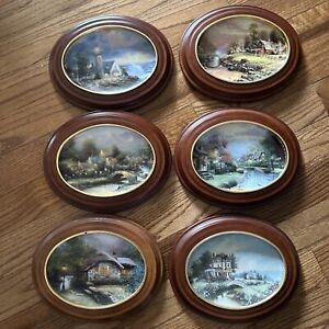 Set of 6 Thomas Kinkade Cottages Collector Plates in Vanhygan & Smythe Frames