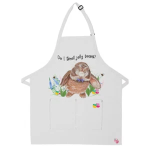 Grembiule coniglietto floppy orecchio lop eared marrone coniglio grembiule due tasche bavaglino con Adj Ne - Foto 1 di 1