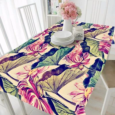 3D Paint Lotu Tablecloth Table Cover Cloth Birthday Party AJ WALLPAPER UK Lemon - Image 1 of 4