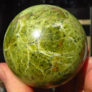 GREEN OPAL GORGEOUS RARE AAA GRADE HEART CHAKRA CRYSTAL SPHERE MADAGASCAR - Picture 1 of 7