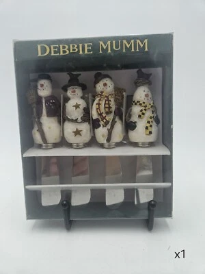 Nuevo Juego de 4 esparcidores de queso muñeco de nieve vintage 1999 Debbie Mumm Holiday Navidad Foto 1 de 4