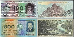 Peru 2-teiliger Satz, 100 500 Sohlen 1976 1982, UNC, P-114 125 - Bild 1 von 5