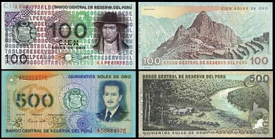 Peru 2 Pcs Set, 100 500 Soles 1976 1982, UNC, P-114 125 - Image 1 of 4