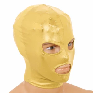 Unisex Face Mask Latex Shiny Metallic Open Eyes and Mouth Full Face Mask Hood - Picture 1 of 56