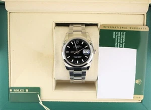 2014 Rolex Date 115200 Black Dial SS Oyster With Papers 34mm - Picture 1 of 10