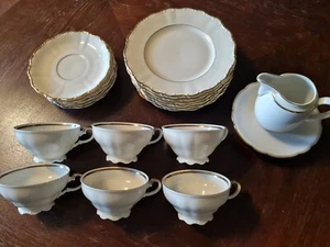 Kaffeeservice, alt, Seltmann THERESIA, Vintage, Goldrand, 6 P. Tee - Bild 1 von 19