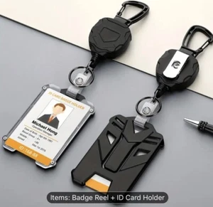 Porta Insignia Resistente con Mosquetón Carrete Clip y Táctico ID Coche - Imagen 1 de 5