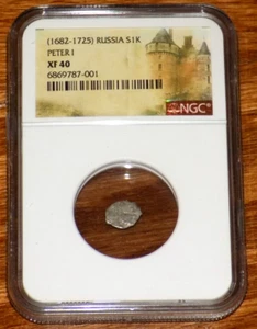 PETER THE GREAT Peter I RUSSIA 1682-1725 SILVER KOPEK NGC XF 40 Russian Coin - Picture 1 of 5