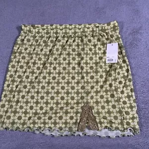 SO Women's XL Green Daisy Floral High-Rise Boho Midi Skirt Lightweight Flowy - Picture 1 of 8