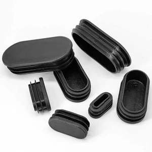 Oval Plastic Plugs Insert Blanking End Caps Tube Bungs Black/White/Grey 10-50mm - Picture 1 of 43